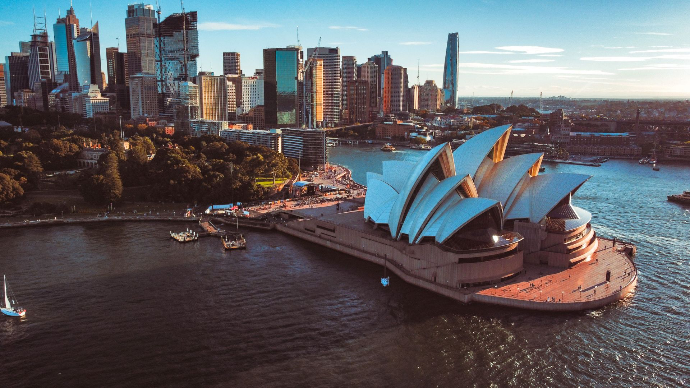 Sydney, ville principale de Australie. On voit opéra en premier plan